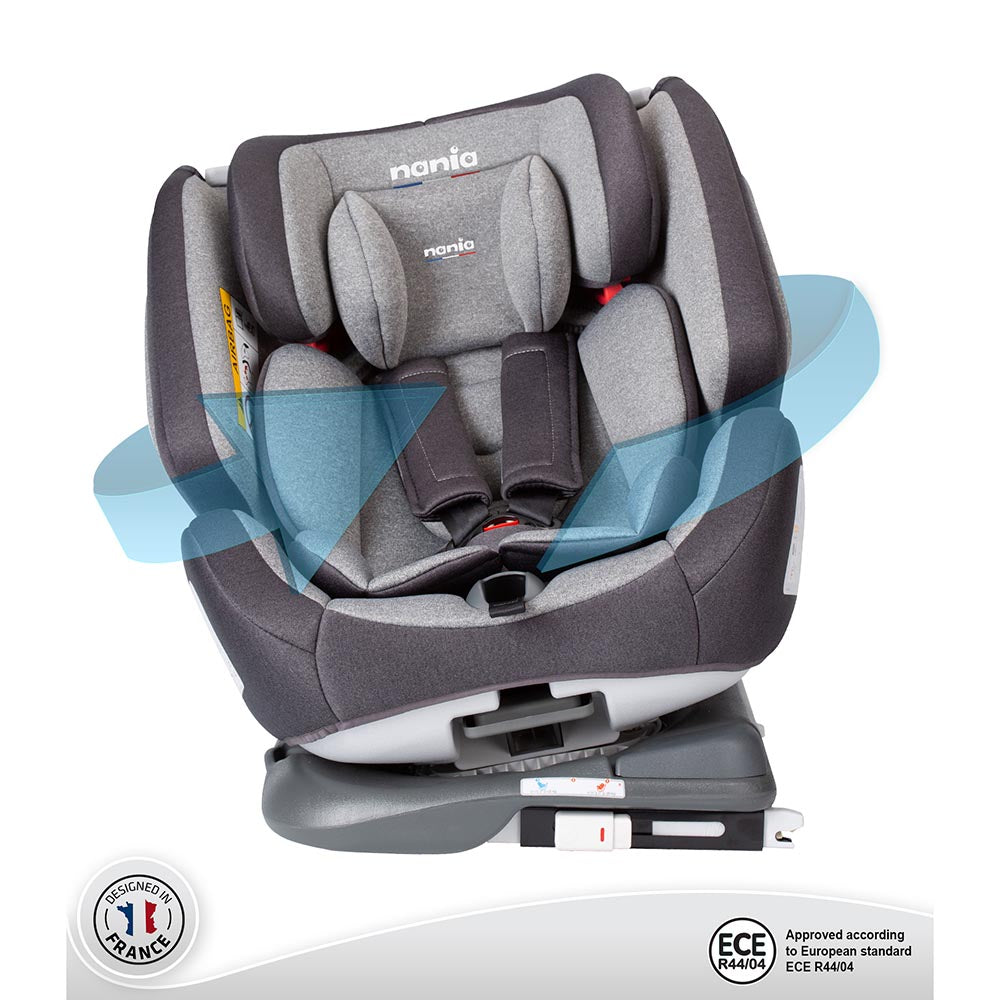 Nania One 360Â° Rotation Convertible Car Seat Grey Melange for Group Newborn+/1/2/3 Age-Newborn to 12 Years (Holds upto 36 Kgs)