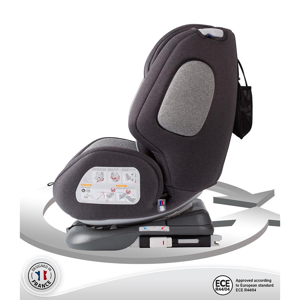Nania One 360Â° Rotation Convertible Car Seat Grey Melange for Group Newborn+/1/2/3 Age-Newborn to 12 Years (Holds upto 36 Kgs)