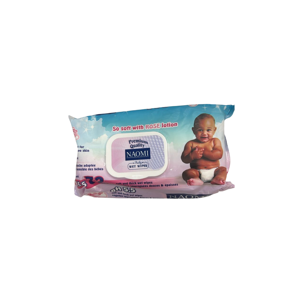 Naomi Wet Wipes with Rose Lotion Pack of 72  Age-Newborn & Above