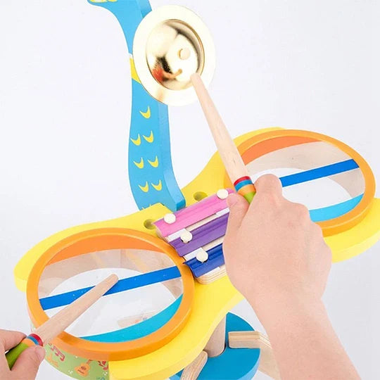 Peacock Design Wooden Drum Set (HK1452) Age- 3 Years & Above