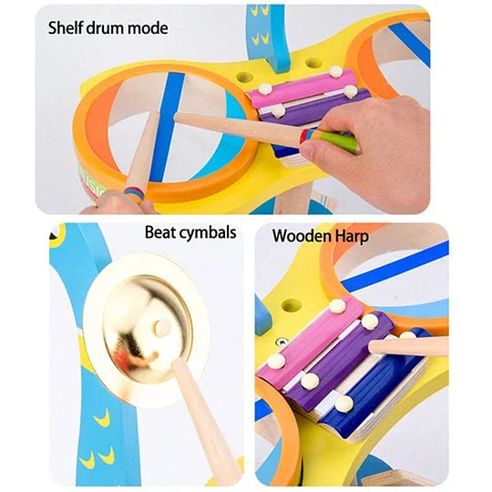 Peacock Design Wooden Drum Set (HK1452) Age- 3 Years & Above