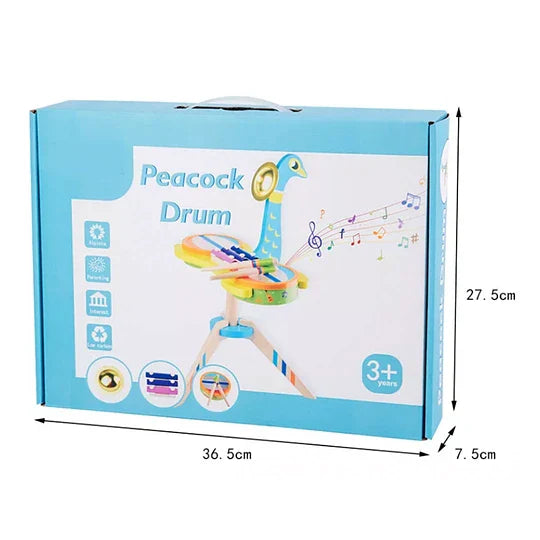 Peacock Design Wooden Drum Set (HK1452) Age- 3 Years & Above