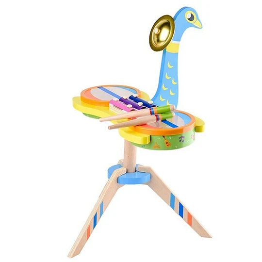 Peacock Design Wooden Drum Set (HK1452) Age- 3 Years & Above
