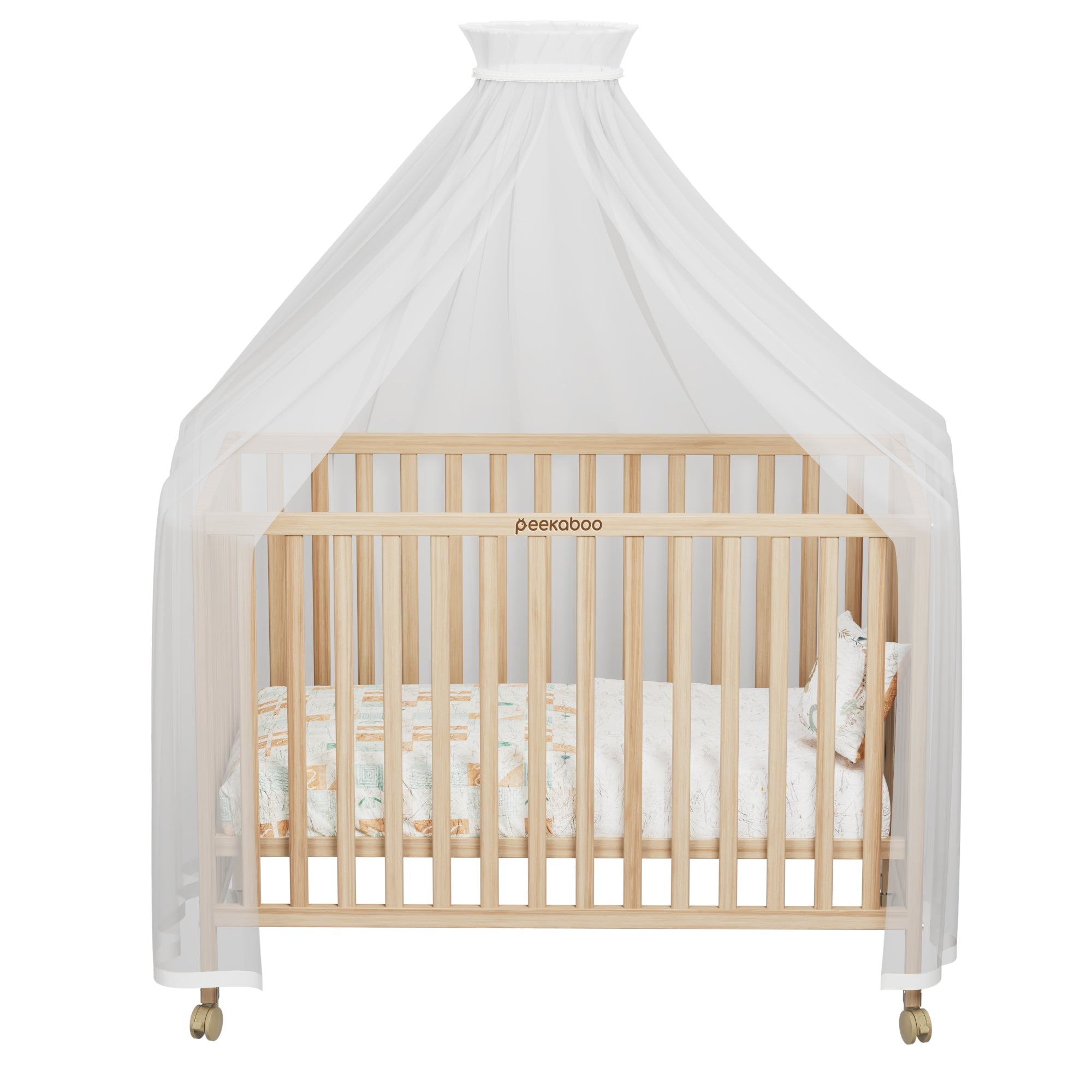 Wooden cot with mosquito net hot sale