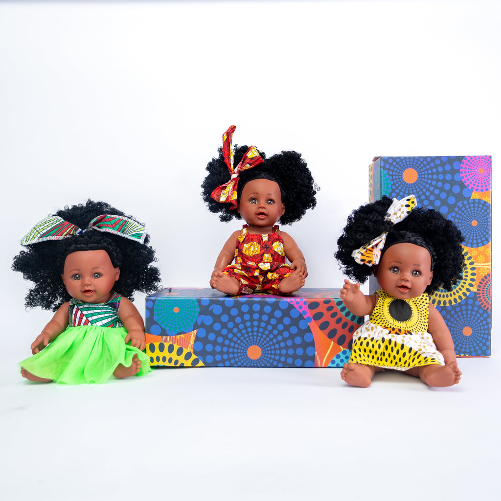 Pibi 12-Inch Baby Kenyan Fashion Doll with Curly Hair Multicolor Age- 4 Years & Above