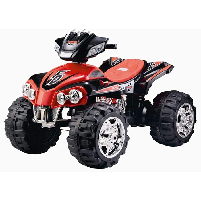 Pibi 12V 7A Electric Ride On Quad Bike ATV Ride-On with Parental Remote Control Music and Light  ZP5128A Black/Red Age- 2 Years & Above