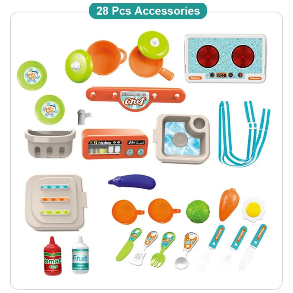 Pibi 2-in-1 Chef Boys Kitchen Set of 28 in a Bag Blue/Grey Age- 3 Years & Above