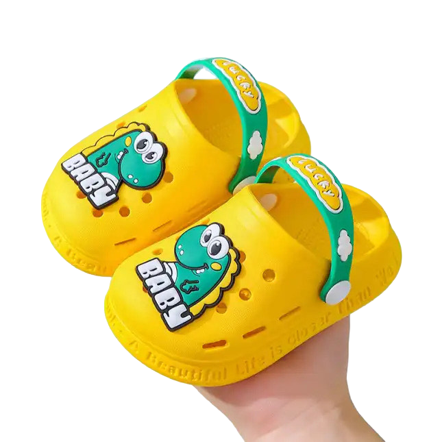 Pibi Boys Cute Baby Dinosaur Clogs Yellow/Green