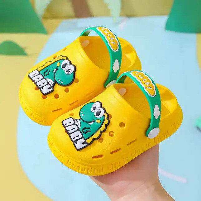 Pibi Boys Cute Baby Dinosaur Clogs Yellow/Green