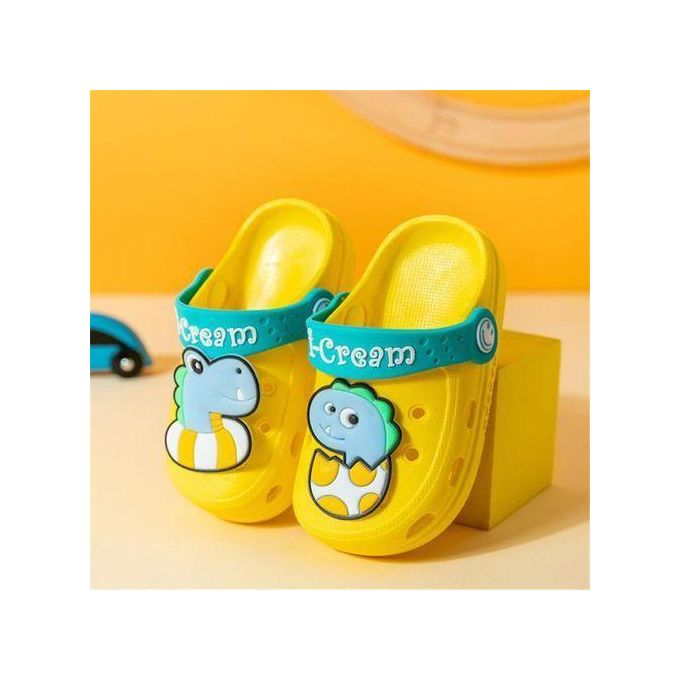 Pibi Cute Kids Dino Cartoon Clogs Light Blue/Yellow