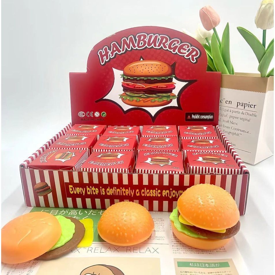 Pibi Ham Burger Fidget Squishy Toy Orange  PEE2405 Age- 3 Years & Above