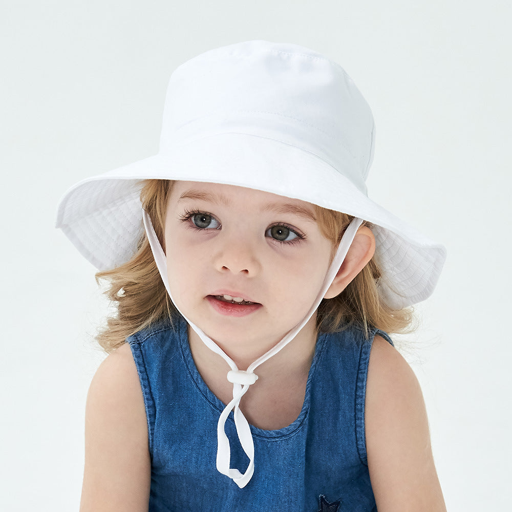Pibi Kids UV Sun Protection Bucket Hat White Age- 12 Months & Above