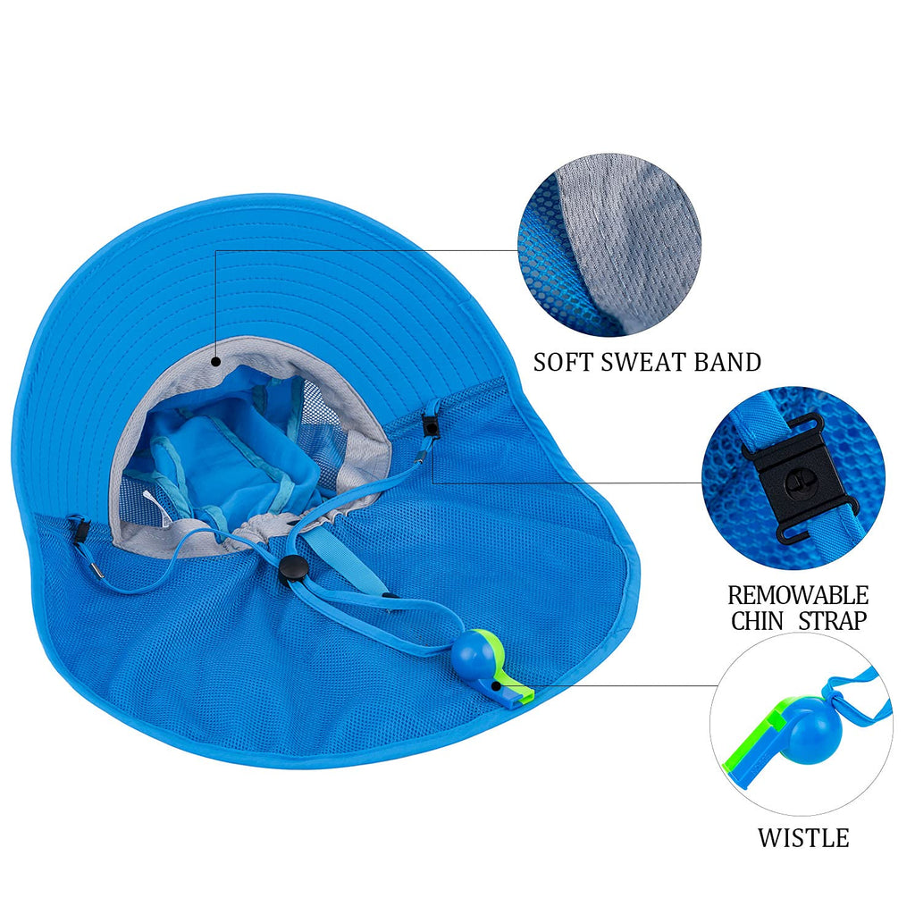 Pibi Solid Sun Protection Fisherman Hat with Wide Brim Sky Blue Age- 2 Years & Above