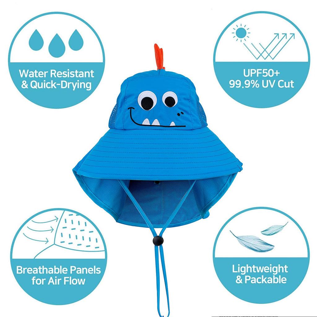 Pibi Solid Sun Protection Fisherman Hat with Wide Brim Sky Blue Age- 2 Years & Above