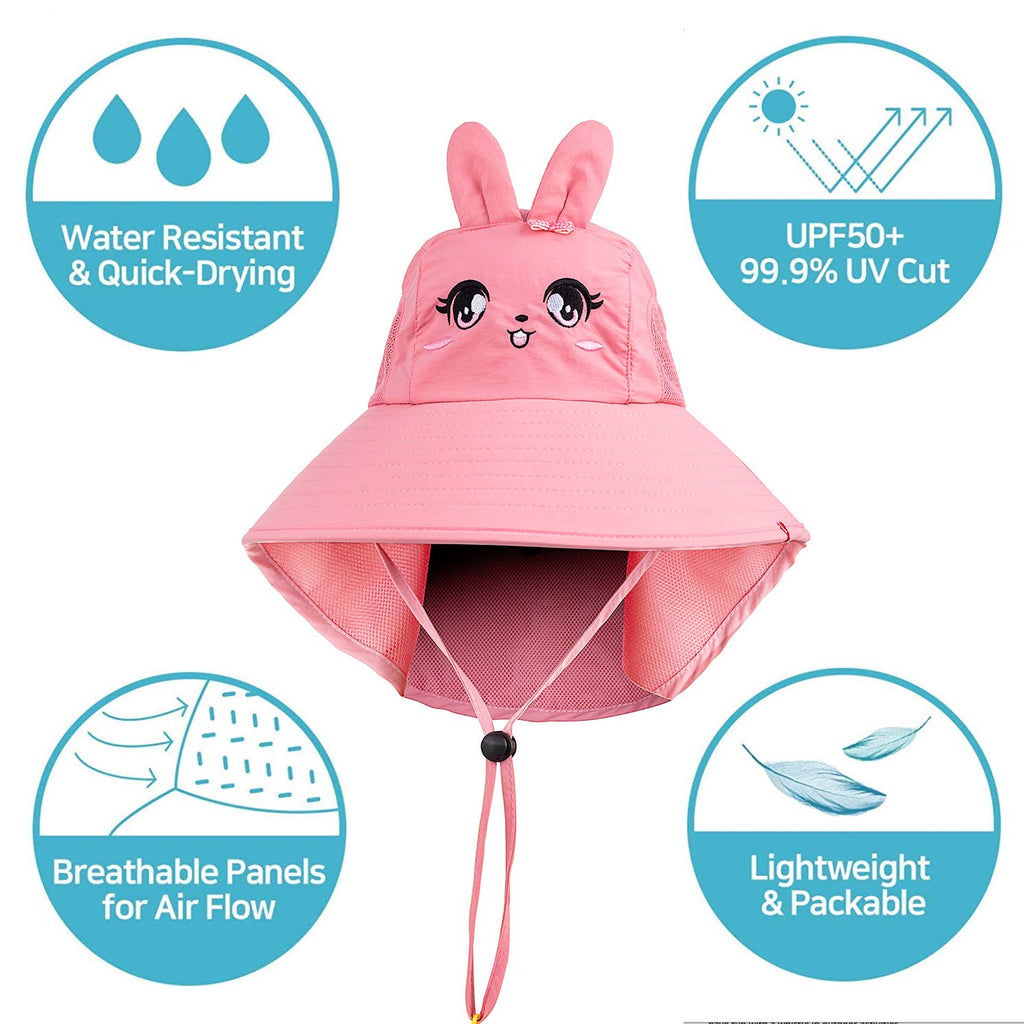 Pibi Solid Sun Protection Fisherman Hat with Wide Brim Pink Age- 2 Years & Above