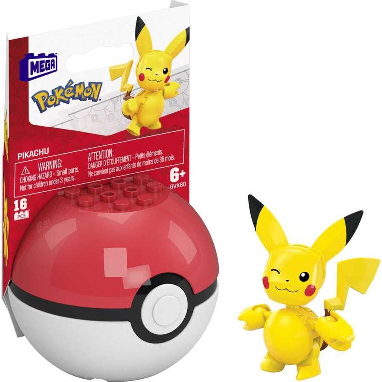 Pokemon Mega Construx Pikachu Evergreen Series Pokeball Figure Blocks Set (16 Pieces) Multicolor Age- 6 Years & Above