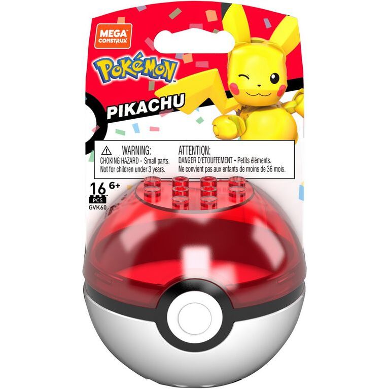 Pokemon Mega Construx Pikachu Evergreen Series Pokeball Figure Blocks Set (16 Pieces) Multicolor Age- 6 Years & Above