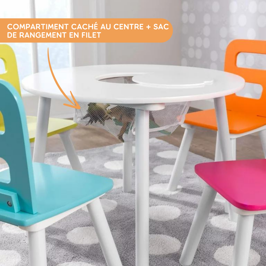 Peekaboo Round Storage Table 4 Chair Set White Multicolor Age 3 Years Above Peekaboo