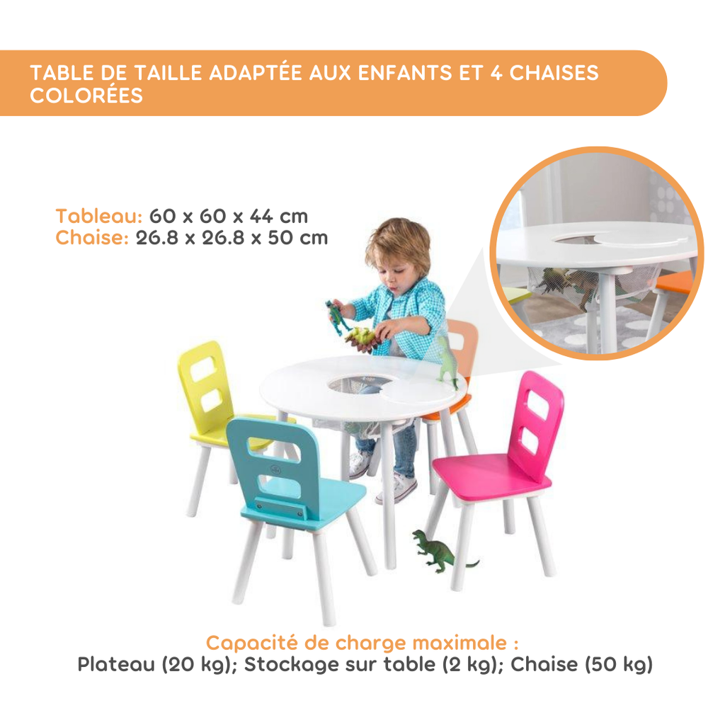 Peekaboo Round Storage Table 4 Chair Set White Multicolor Age 3 Years Above Peekaboo