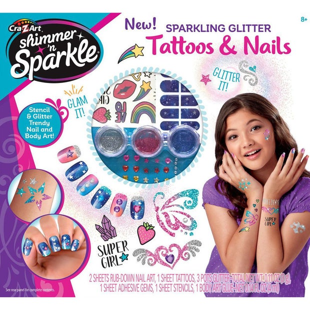 Shimmer N Sparkle Sparkling Glitter Tattoos & Nails Playset Multicolor Age-8Y+