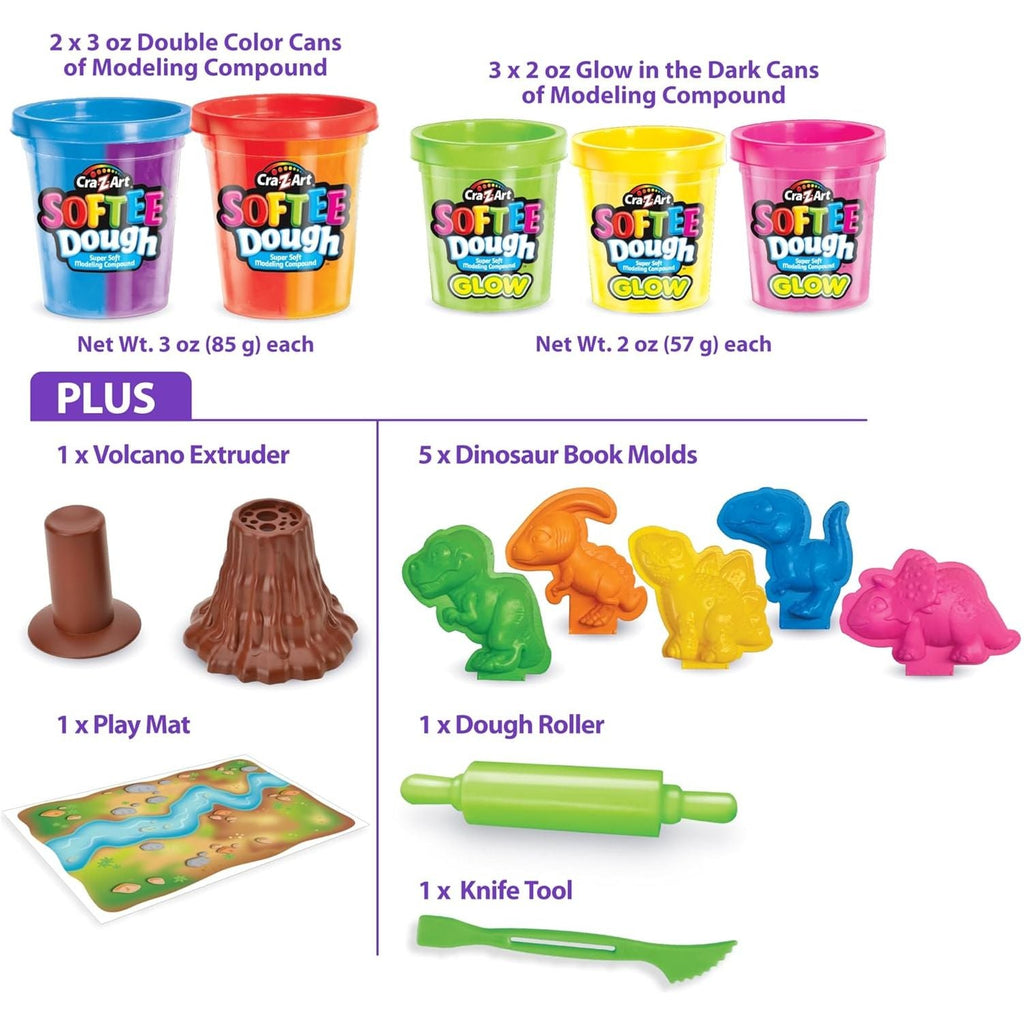 Softee Dough Dino Glow Dough Multicolor Age- 3 Years & Above