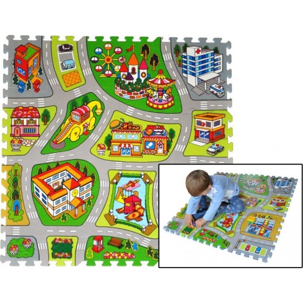 Tapis City Puzzle Map Kids Playmat 92X92X14 cm (TM-011-9) Multicolor Age-Newborn & Above