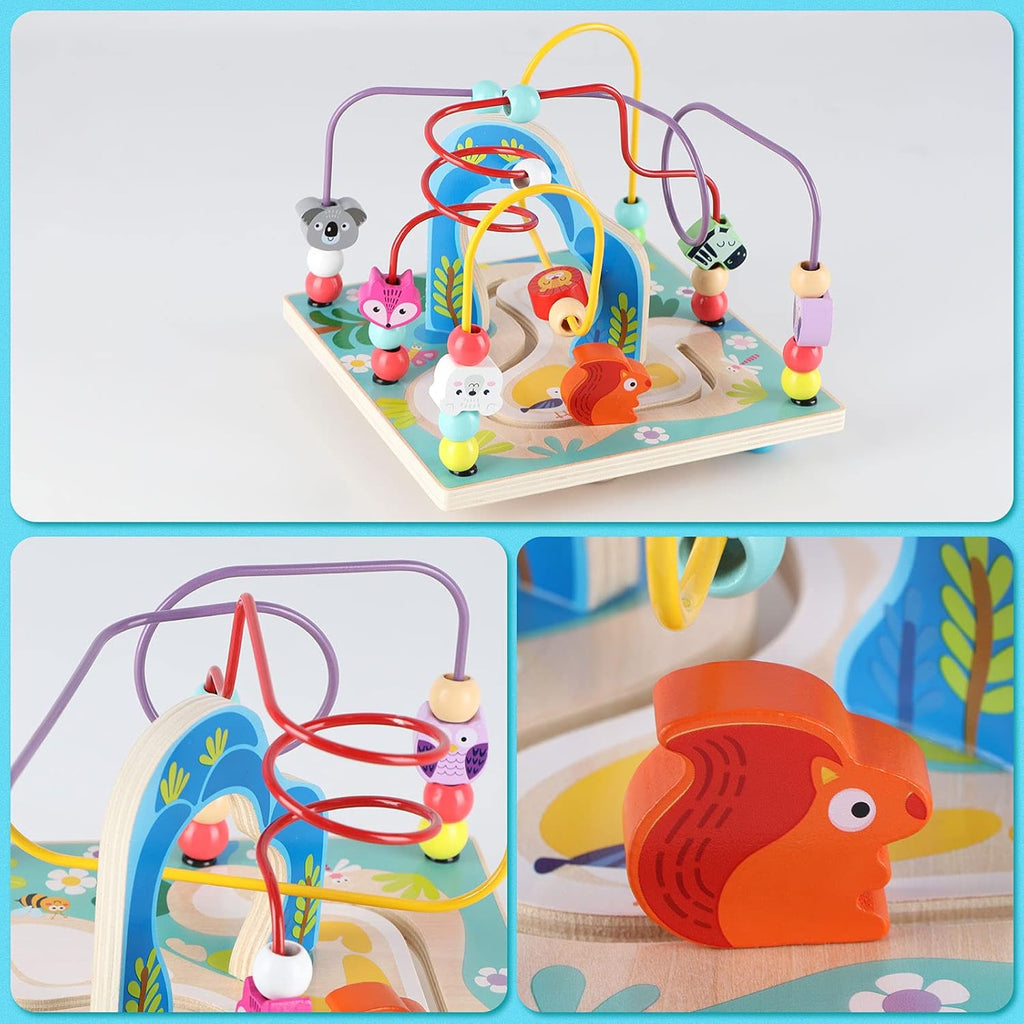 Toodlers 5-in-1 Wooden Intelligence Activity Cubic Learning Set with Alphabets & Maze (HK1444) Age- 18 Months & Above