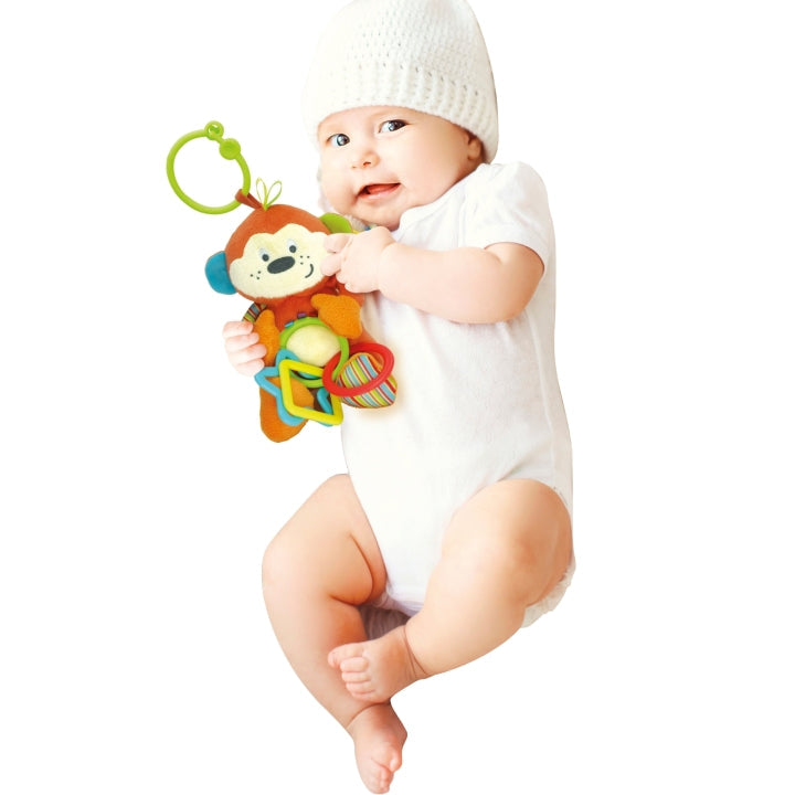 Winfun Cheeky Chimp Rattle with Rings (000119) Age- Newborn & Above