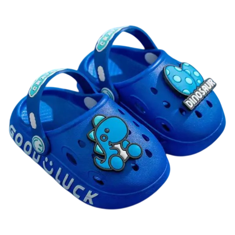 Pibi Boys Cute Baby Good Luck Dinosaur Clogs Dark Blue