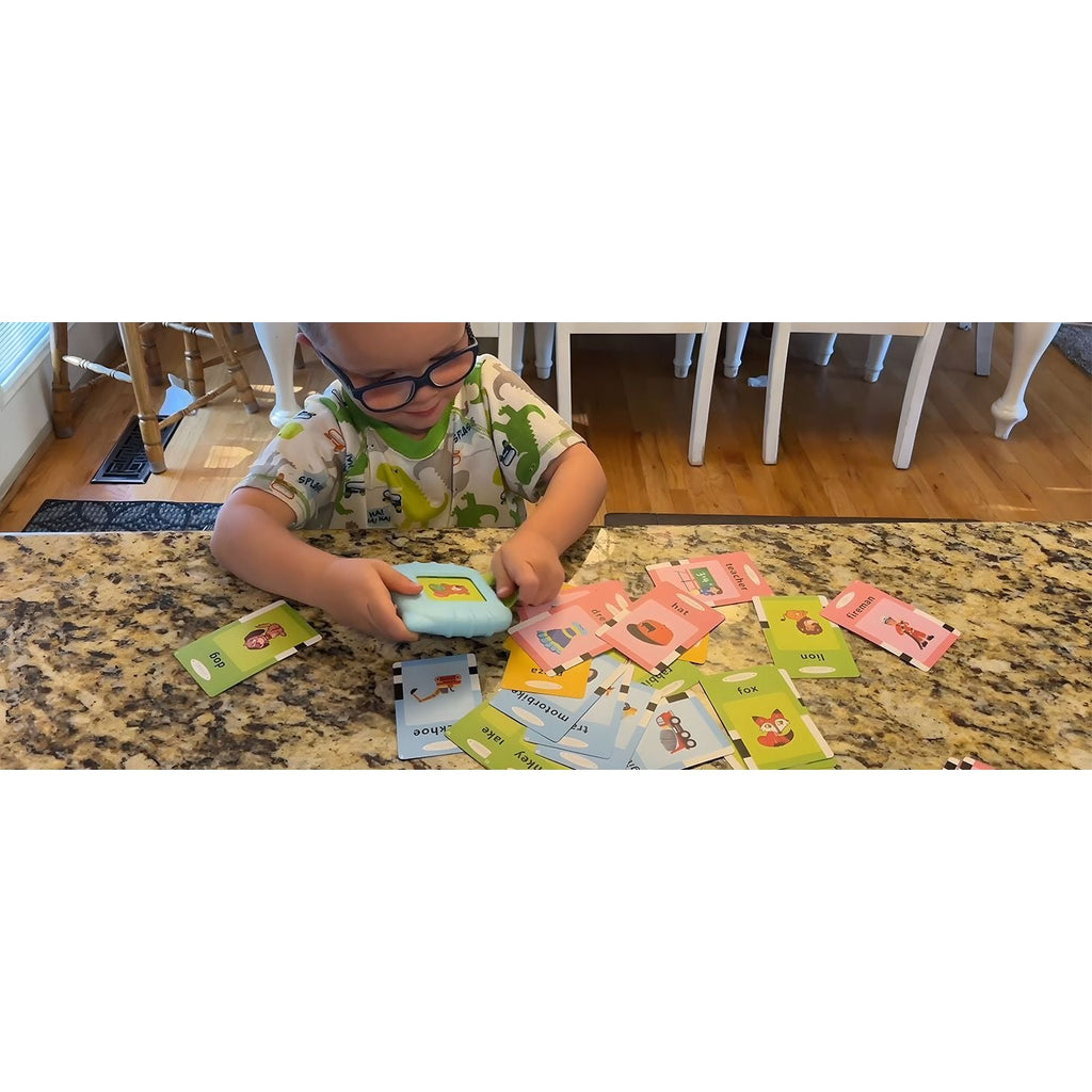 Pibi Talking Flash Cards with 112 Sight Words+USB Cable Montessori & Interactive Toddler Toys Blue Age- 12 Months & Above