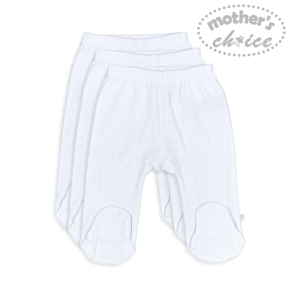 Motherschoice Infants Footed Leggings Pack of 3 White IT2830A