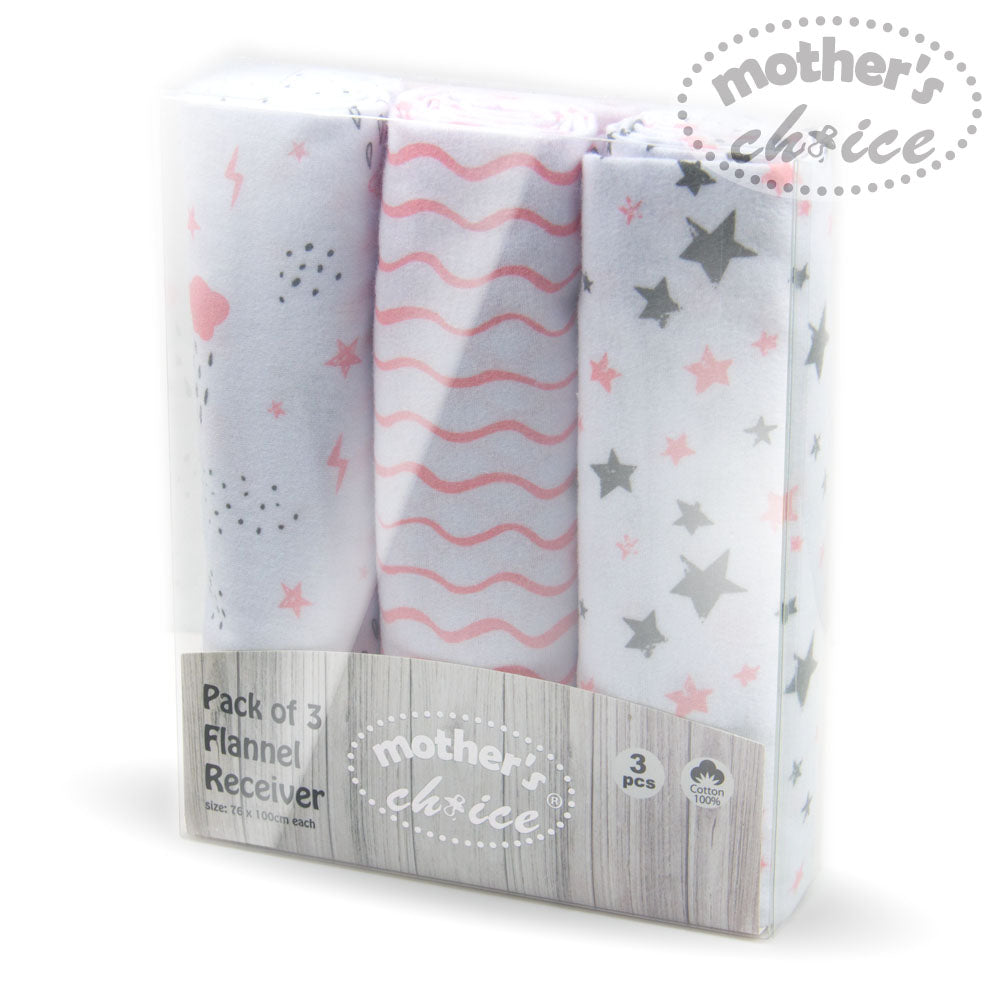 Motherschoice Baby Flannel Swaddle Pack of 3 (76X100CM) IT3520 Age-Newborn & Above