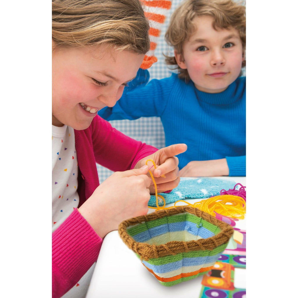 4M Kidzmaker Yarn Basket Weaving Art DIY kit Multicolor Age-5 Years & Above