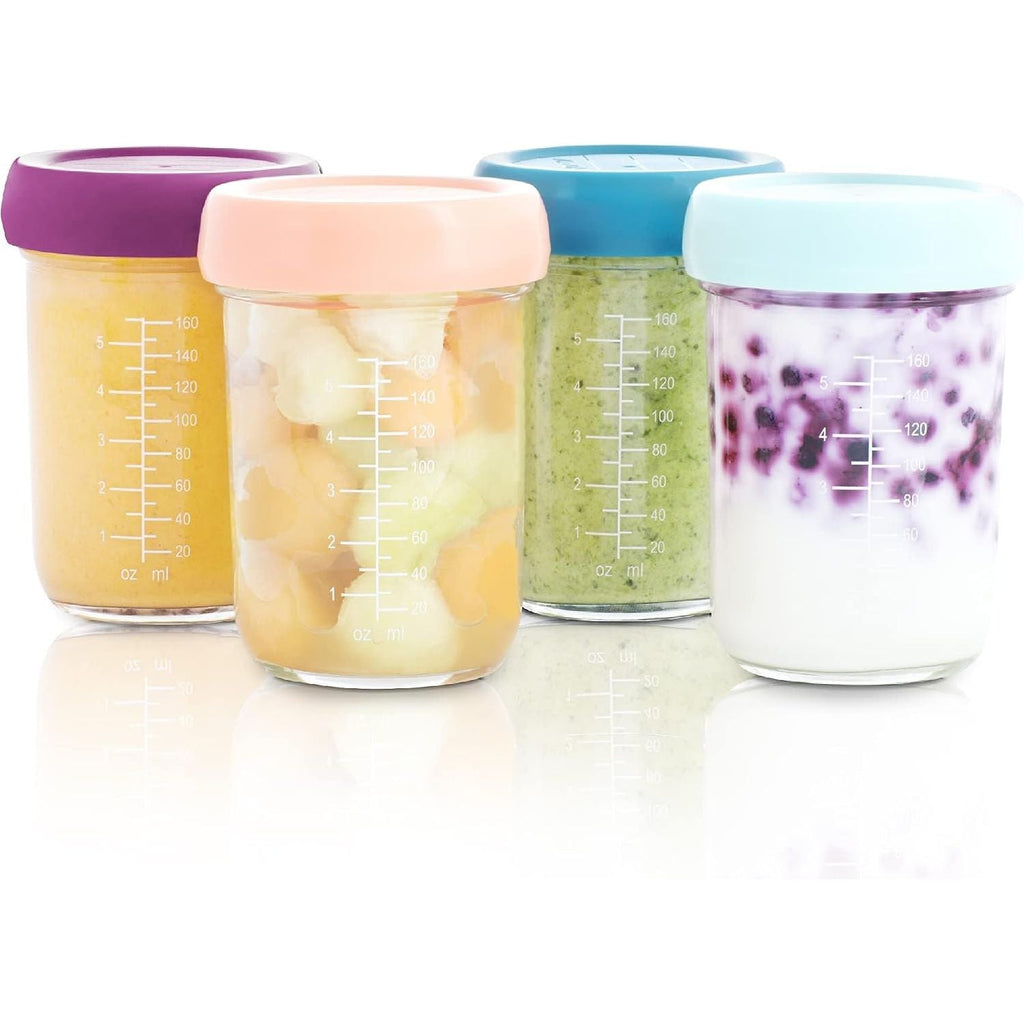 Babymoov 4-Piece Glass Baby Bowls with Lid 220 ml Multicolor Age-4 Months & Above