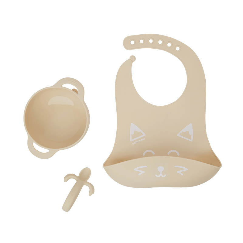 Babymoov First ISY Silicone Bowl, Spoon & Bib Fox Feeding Set Age-6 Months to 12 Months