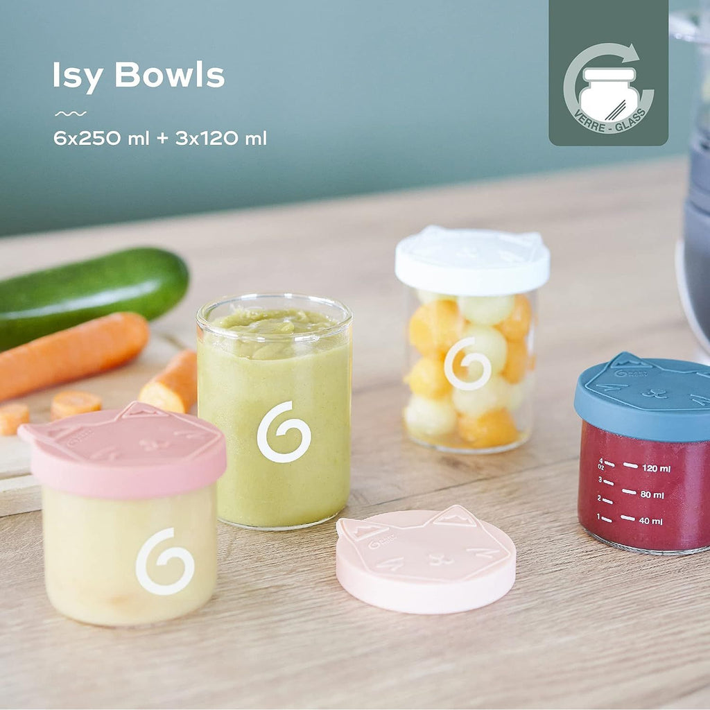 Babymoov ISY 9-Pack Glass Storage Containers Set 6x 250ml + 3x 120ml Multicolor Age-4 Months & Above