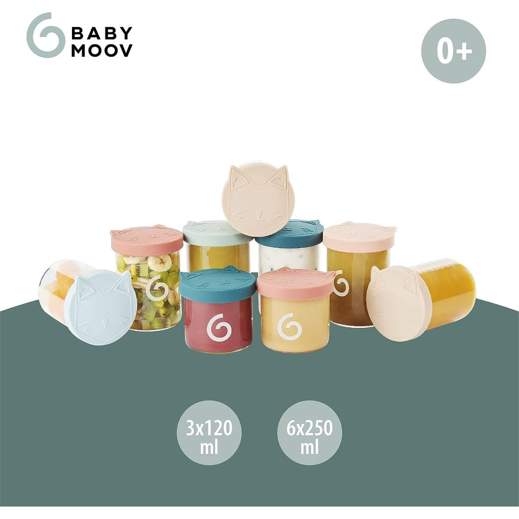 Babymoov ISY 9-Pack Glass Storage Containers Set 6x 250ml + 3x 120ml Multicolor Age-4 Months & Above