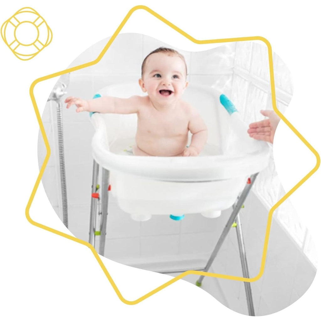 Badabulle Fun Mountain Playful Ergonomic Baby Bathtub White Age- Newborn to 12 Months