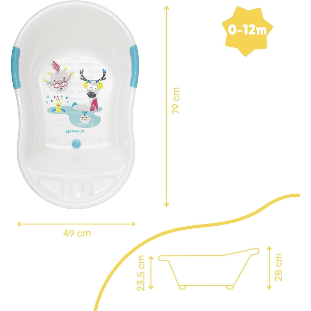 Badabulle Fun Mountain Playful Ergonomic Baby Bathtub White Age- Newborn to 12 Months