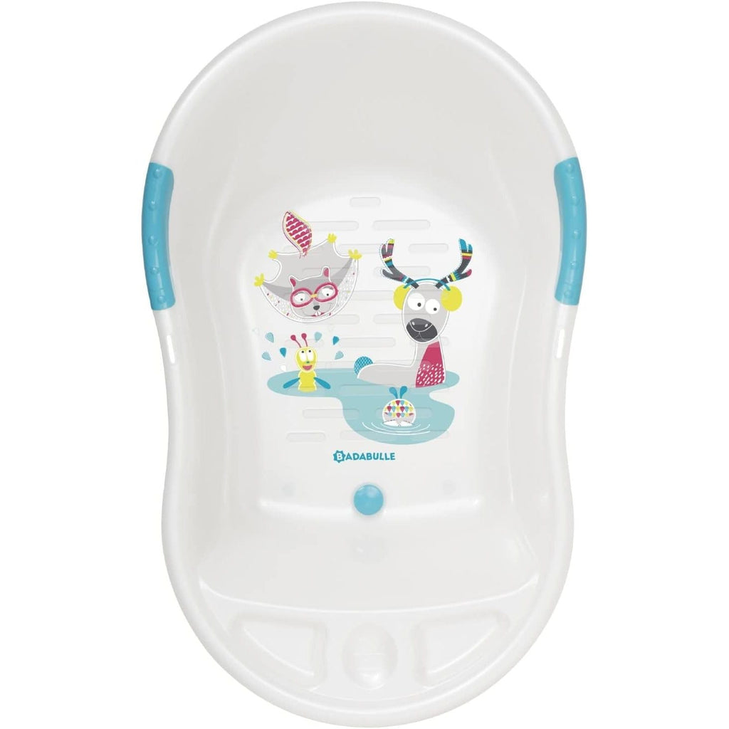 Badabulle Fun Mountain Playful Ergonomic Baby Bathtub White Age- Newborn to 12 Months