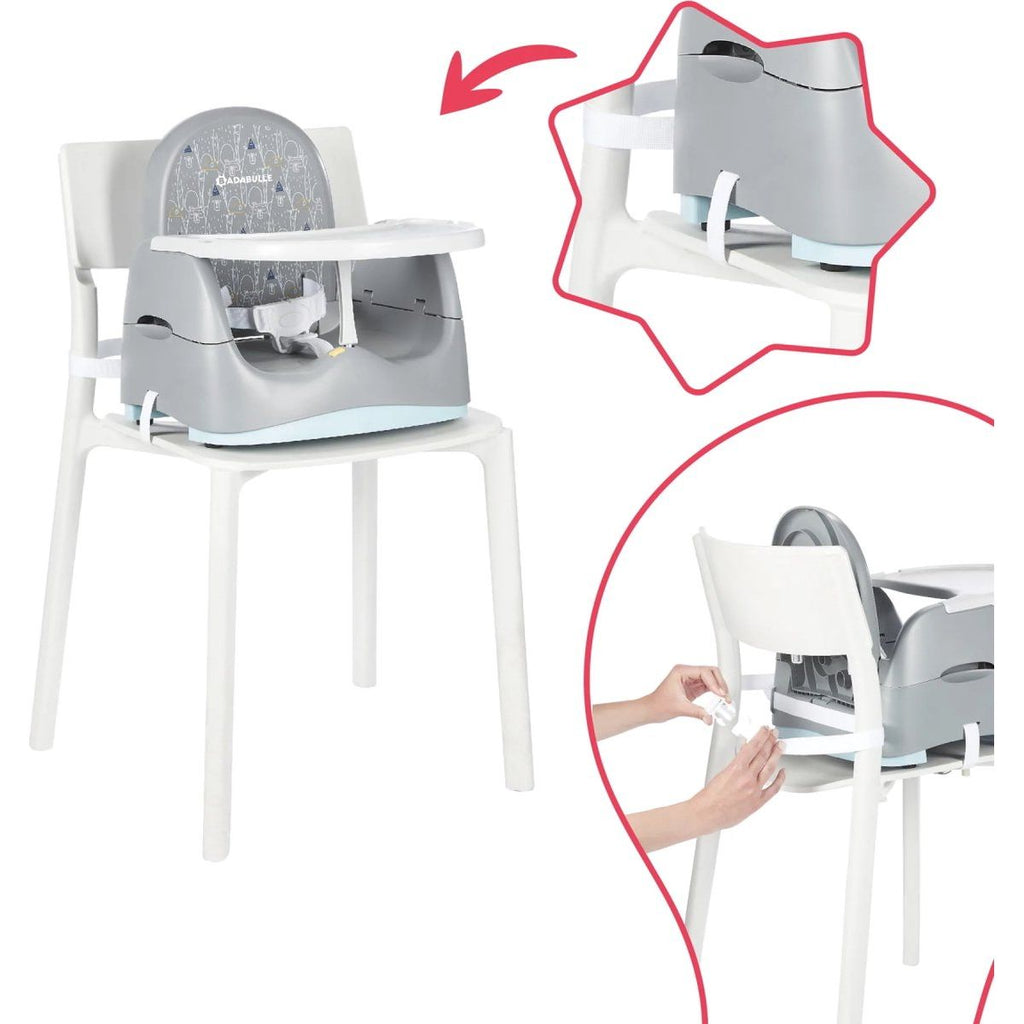 Badabulle Home & Go Beer Trendy Feeding Comfort Booster Seat Grey Age- 6 Months to 36 Months (up to 15 kg)