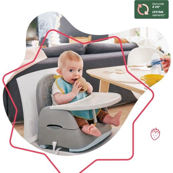 Badabulle Home & Go Beer Trendy Feeding Comfort Booster Seat Grey Age- 6 Months to 36 Months (up to 15 kg)