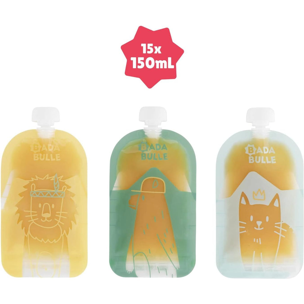 Badabulle Reusable Food Pouches Multicolor Age-4 Months & Above