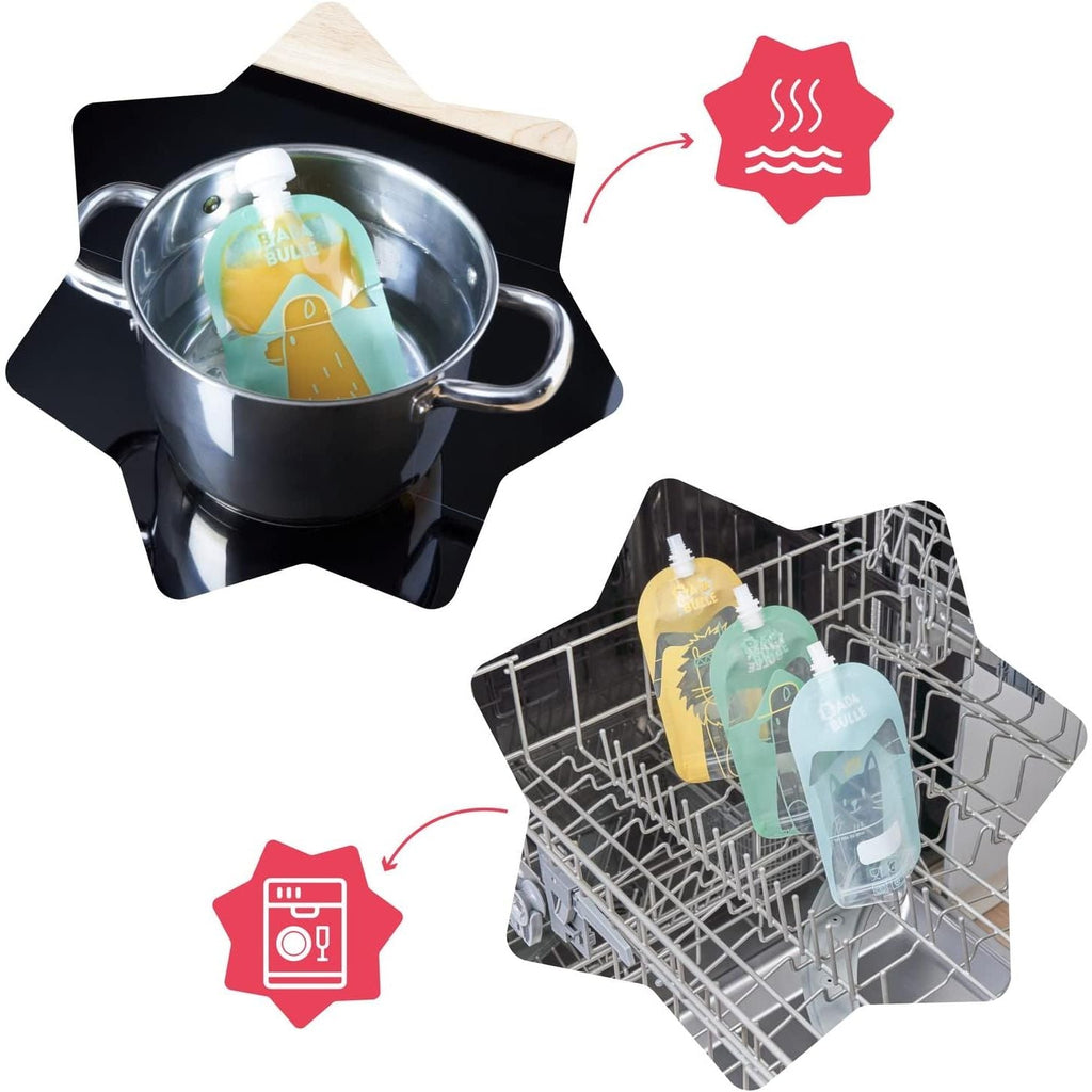 Badabulle Reusable Food Pouches Multicolor Age-4 Months & Above