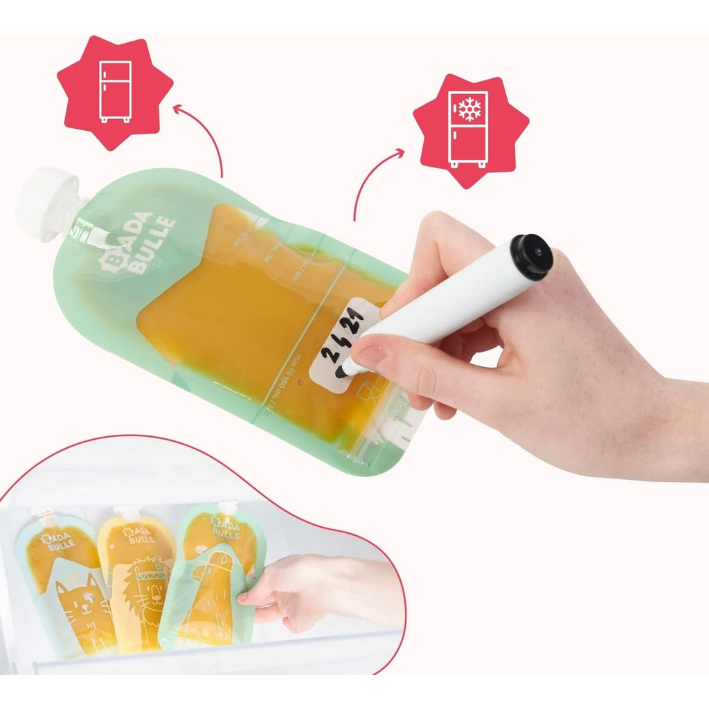 Badabulle Reusable Food Pouches Multicolor Age-4 Months & Above