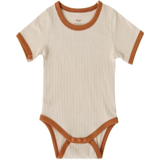 Pibi Infants Short-Sleeve Rompers/Onesie Beige/Brown