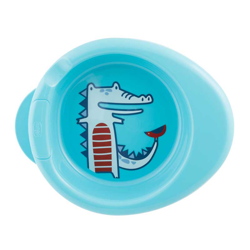 Chicco Baby Boys Dinosaur Insulated Plate Teal Blue Age- 6 Months & Above