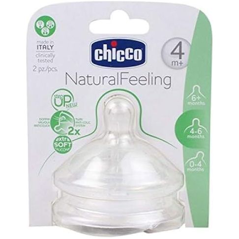 Chicco Natural Felling Adjustable Flow Teats Pack of 2 Age- 4 Months & Above