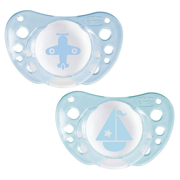 Chicco Pacifier Silicone Physio Air Teethers Pack of 2 Light Blue Age- Newborn to 6 Months
