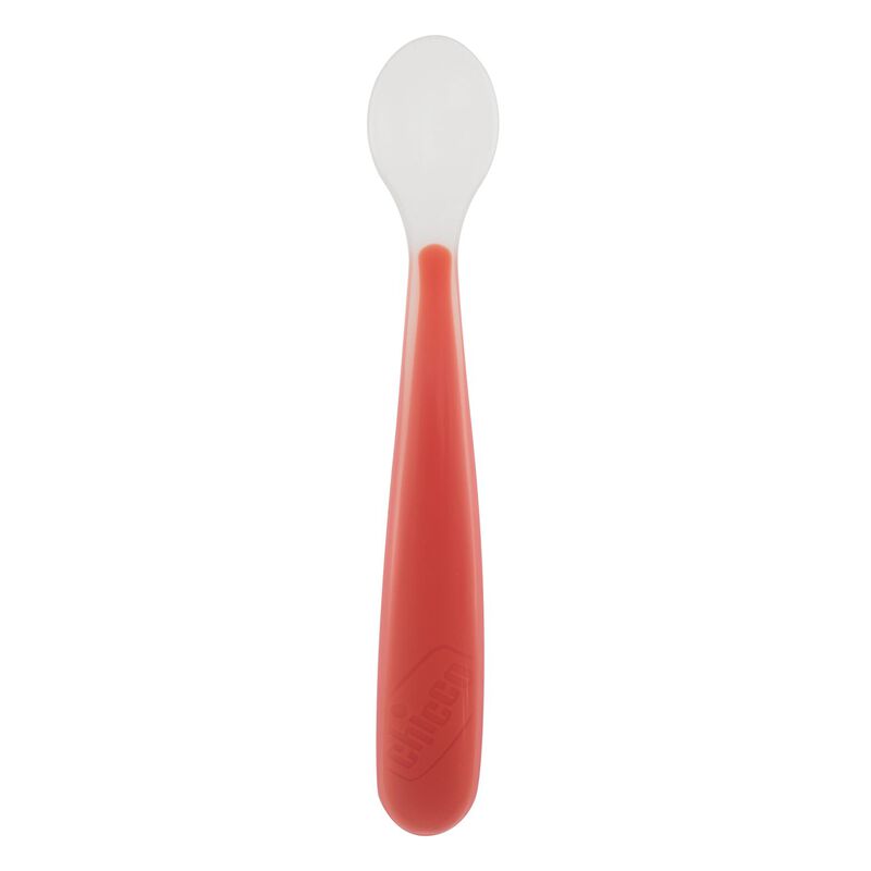 Chicco Soft Silicone Spoon Red Age- 12 Months & Above